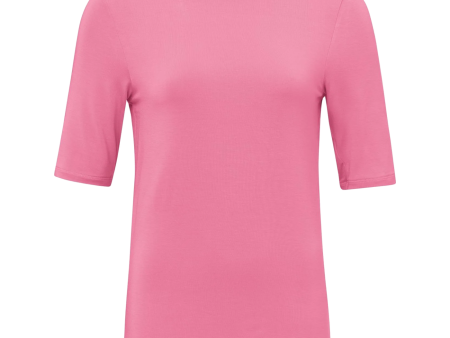 Soft High Neck T-shirt w Half Slv Glory Pink Online Sale