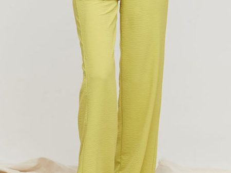 AM Lime Ozo Button Wide leg Pant w Pockets Cheap