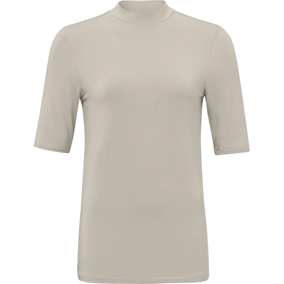 Soft High Neck T-shirt w Half Slv Silver-Beige Online now