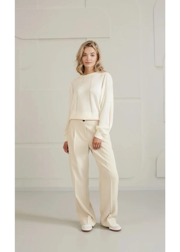 YAYA Woven Sum Sand Wide Leg Trousers W Pleat Fashion