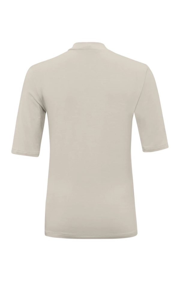 Soft High Neck T-shirt w Half Slv Silver-Beige Online now