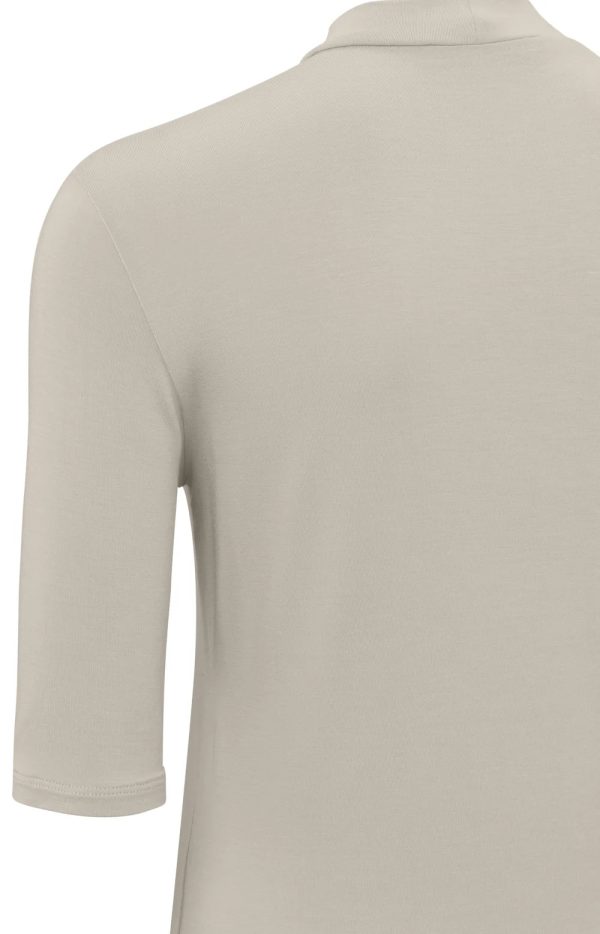 Soft High Neck T-shirt w Half Slv Silver-Beige Online now