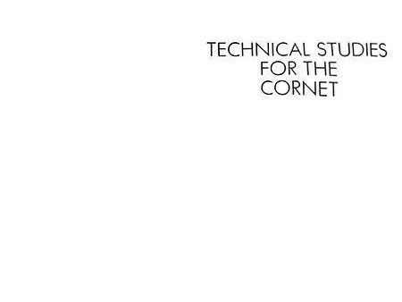 Technical Studies For The Cornet (Clarke) on Sale