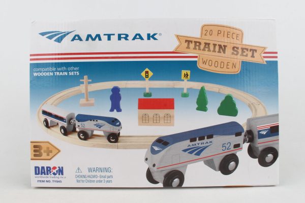 Daron # TY045 Amtrak 20 Piece Wooden Train Set Supply