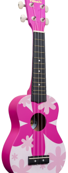 Amahi DDUK4 Pink Flower Soprano Ukulele Supply